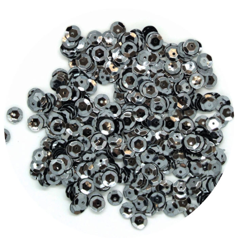 Pailletten gewölbt Ø 6mm - ca. 4.000 Stück - dunkelgrau metallic