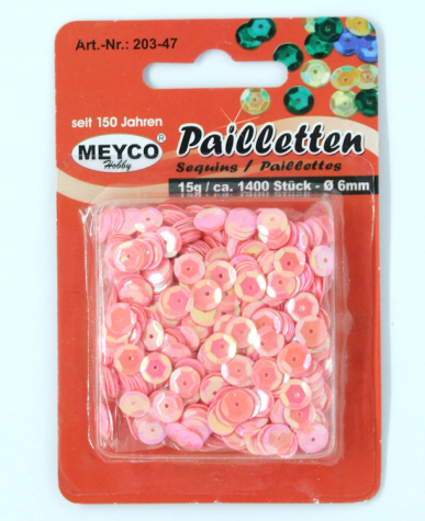 Pailletten gewölbt Ø 6mm - ca. 1.400 Stück - rosa irisierend