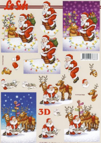 3D Bogen - A4 - Le Suh 4169953 - Weihnachtsmann u. Rentiere