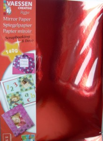 Preview: Spiegelpapier DIN A4 - rot