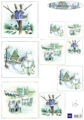 Cardtopper/Schneidbogen - IT572 - Winter Garden 1 - Vogelhäuser