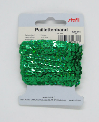 Paillettenband gewölbt Ø 6mm, 5m - topaz hologramm