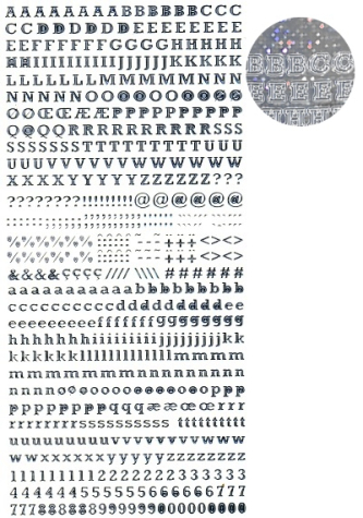 Sticker Buchstaben & Zahlen (Schrift Rockwell) - hologramm  silber