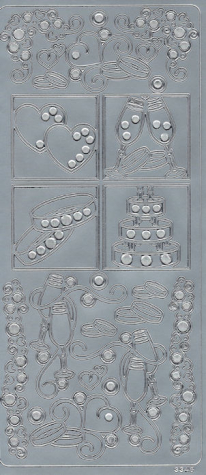 Zwei Dekor Sticker Perlenhochzeit - silber