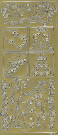 Zwei Dekor Sticker Perlenhochzeit - gold