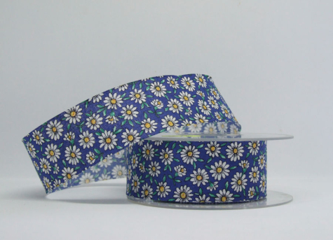 Schnittband Gänseblümchen - dunkelblau - 1 Meter