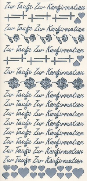 Sticker Zur Taufe, Zur Konfirmation - silber   1 Bogen 10x23 cm