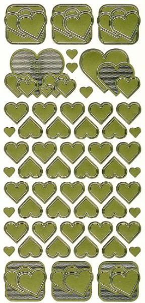 Sticker Herzen - gold   1 Bogen 10x23 cm