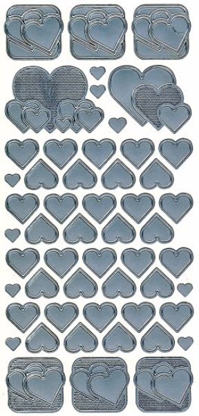 Sticker Herzen - silber   1 Bogen 10x23 cm