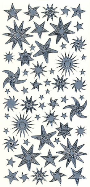 Sticker Sterne - silber   1 Bogen 23x10 cm