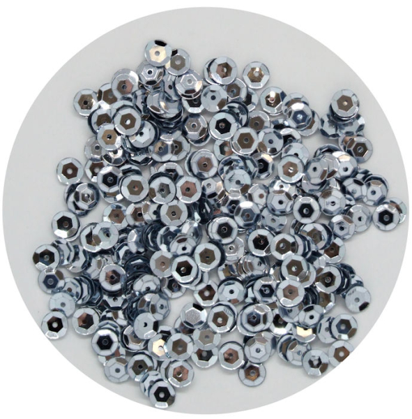 Pailletten gewölbt Ø 6mm - ca. 4.000 Stück - graublau metallic