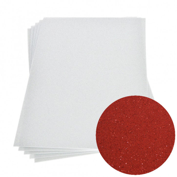 Glitter-Moosgummiplatte 2 mm - rot