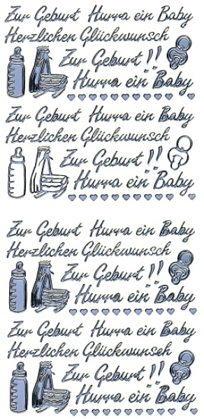 Sticker Zur Geburt - silber   1 Bogen 10x23 cm