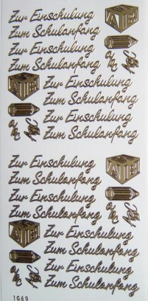 Sticker Zur Einschulung - gold   1 Bogen 10x23 cm