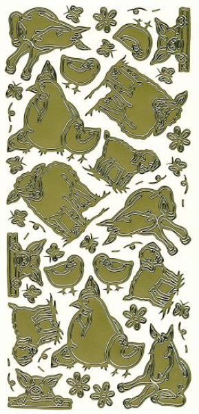 Sticker Bauernhoftiere - gold   1 Bogen 10x23 cm