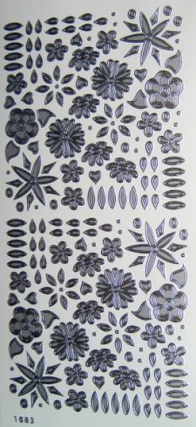 Sticker Blumen - silber   1 Bogen 10x23 cm