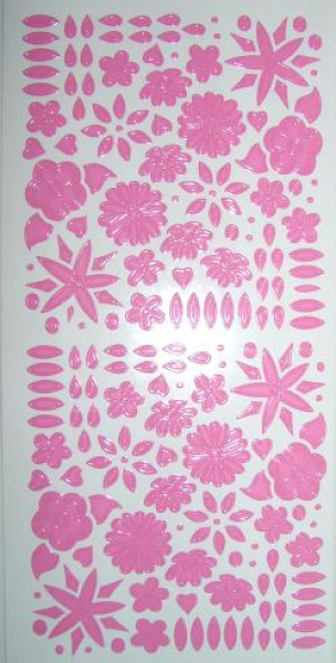 Sticker Blumen - hellrosa/klar   1 Bogen 10x23 cm