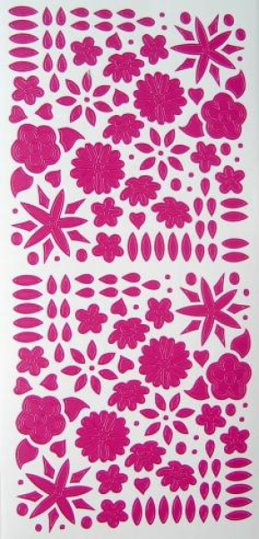 Sticker Blumen - rosa/klar   1 Bogen 10x23 cm