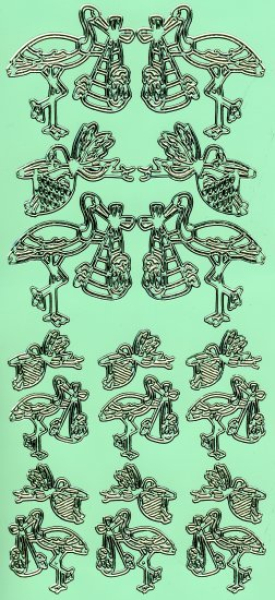 Sticker Klapperstorch - gold/mint   1 Bogen 10x23 cm