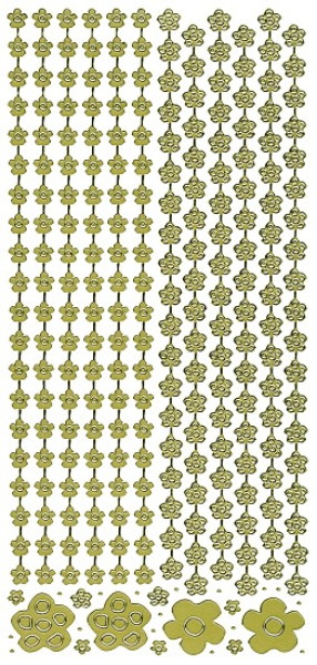 Sticker Linien mit Blumen - gold   1 Bogen 10x23 cm