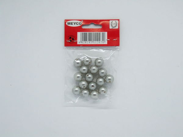 Wachsperlen Ø 12mm, ca. 16 Stück - grau