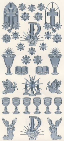 Sticker Kommunion Motive - silber