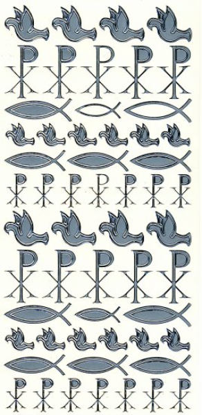 Sticker religiöse Motive - silber   1 Bogen 23x10 cm