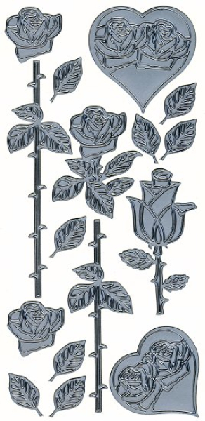 Sticker Rosen - silber   1 Bogen 10x23 cm