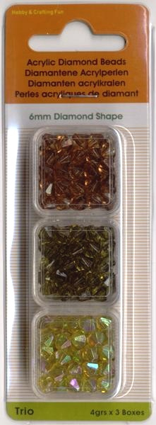 Acryl-Facettenperlen Ø 6 mm, ca. 12 g - gold, grün, braun