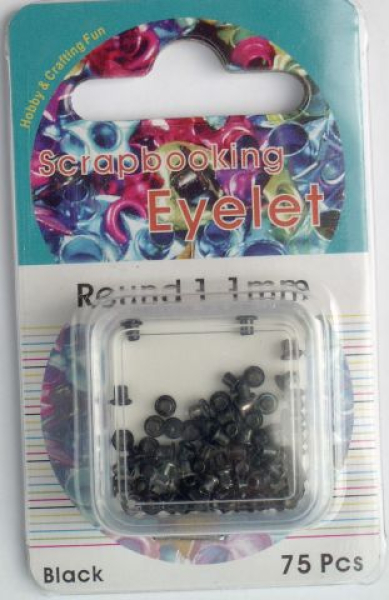 Eyelets rund Ø 1,1 mm   schwarz - 75 Stück