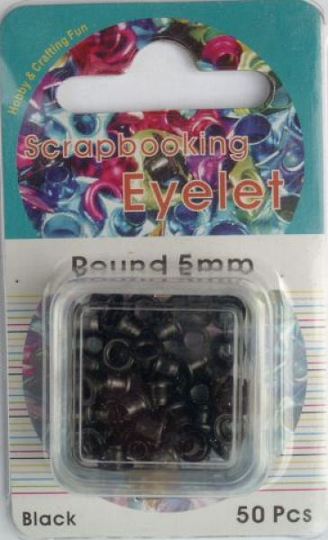 Eyelets rund Ø 5 mm   schwarz - 50 Stück