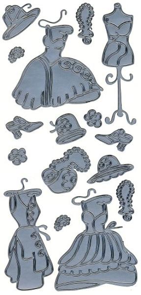 Sticker Kleidung - silber   1 Bogen 10x23 cm