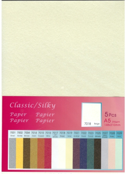 Papier "Classic Silky" A5 - beige - 5 Bögen