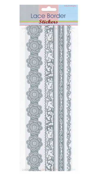 Lace Border Sticker "Hochzeit" silber