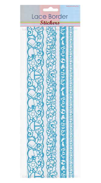 Lace Border Sticker "Baby Boy" blau