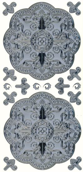 Sticker Ornament - silber   1 Bogen 10x23 cm
