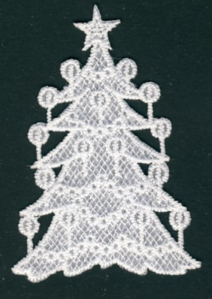 Stickerei Tannenbaum 7x4cm - weiß   1 Stück, aufbügelbar