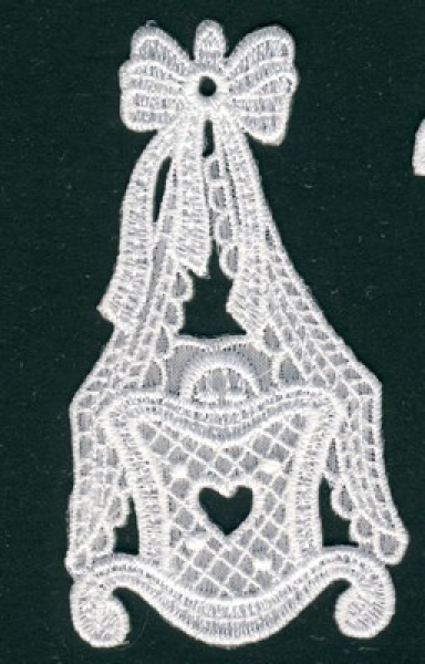 Stickerei Wiege 8x3,5 cm - weiß   1 Stück, aufbügelbar