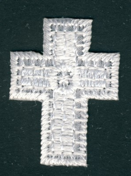 Stickerei Kreuz 3,5x2,5cm - weiß1 Stück, aufbügelbar
