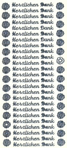 Sticker Herzlichen Dank - silber   1 Bogen 10x23 cm