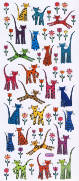 Foliensticker 'Katzen' bunt mit Silberdruck