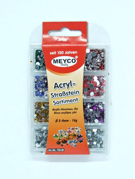 Acryl-Straßstein-Sortiment Ø 2-4 mm - 8fach-sortiert