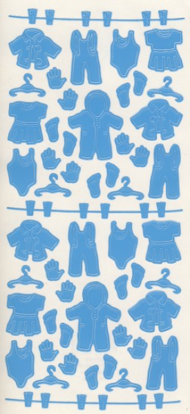 Sticker Babywäsche + Leine - babyblau   1 Bogen 10x23 cm