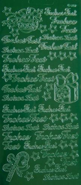 Sticker Frohes Fest - grün br 1 Bogen 10x23 cm