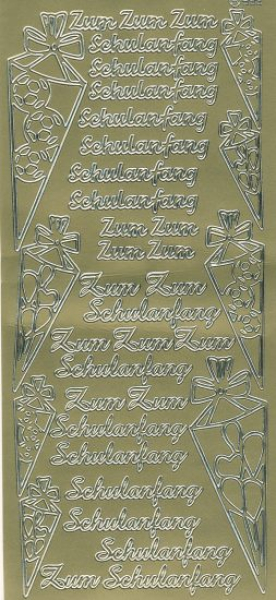 Sticker Zum Schulanfang - gold   1 Bogen 10x23 cm