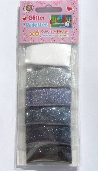 Glitter ultrafein - 6er Sortiment - silber
