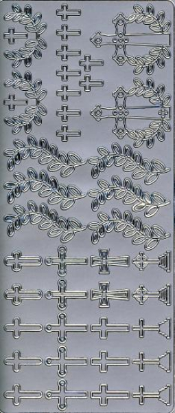 Sticker Kreuze silber   1 Bogen 23x10 cm