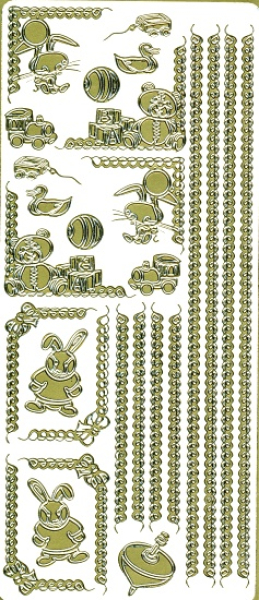 Sticker Baby Bordüren + Motive - gold   1 Bogen 23x10 cm