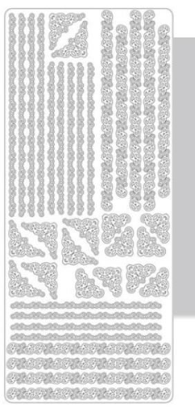 Sticker Linien + Ecken 1942 - silber - 1 Bogen 23x10 cm