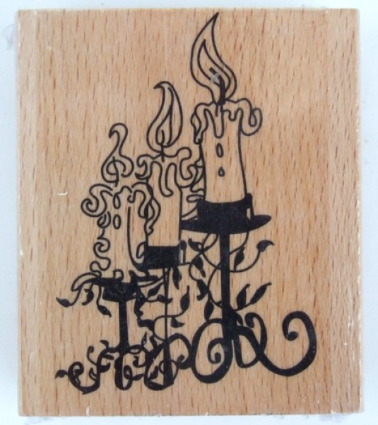 Holzstempel "3 Kerzen im Ständer"